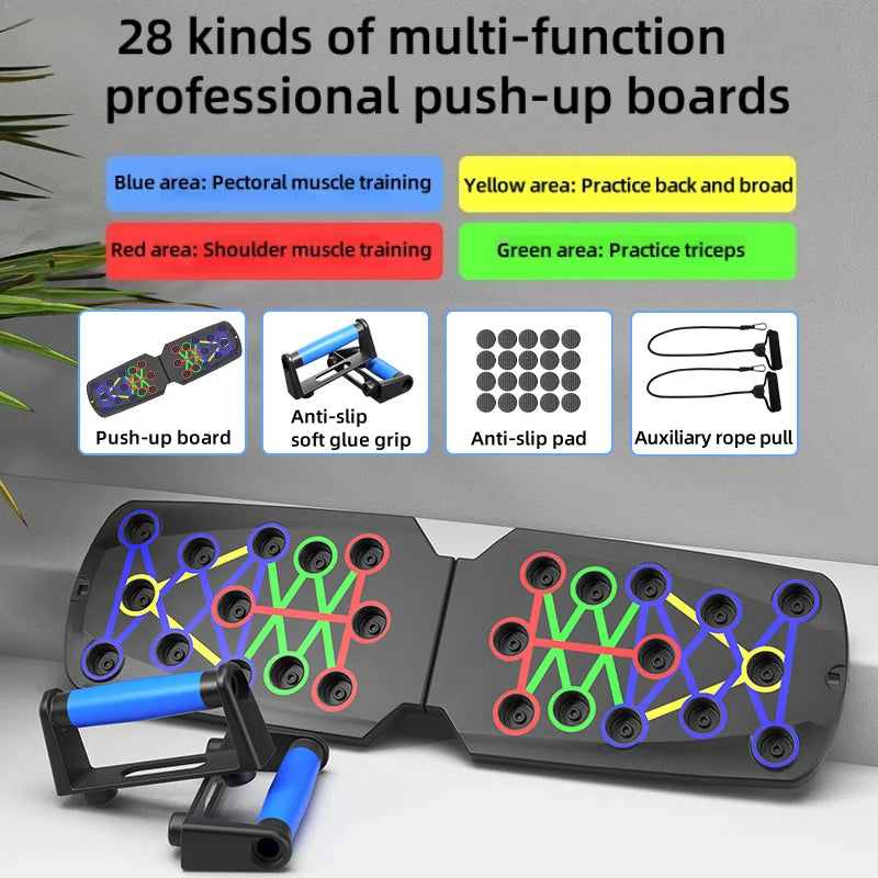 Multifunction Push-Up Board Kit with Handle Foldable Fitness Equipment for Chest Arm Abdomen Exercises Home Gym Training