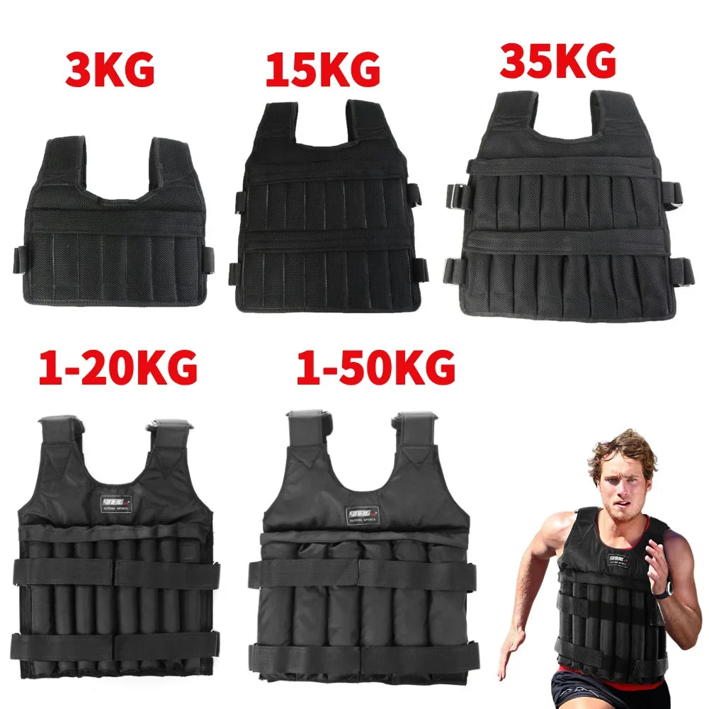 3/15/35Kg 1-50Kg Weight Training Vest Empty Bag Fitness Running Vest Adjustable Weight Jacket Workout Equipment for Jogging