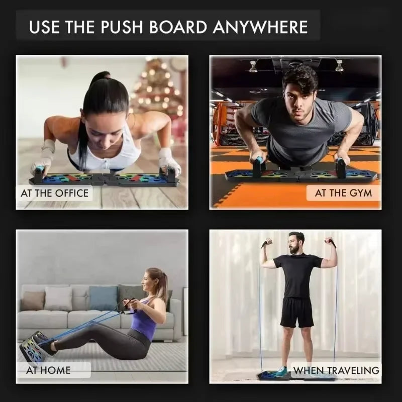 Multifunction Push-Up Board Kit with Handle Foldable Fitness Equipment for Chest Arm Abdomen Exercises Home Gym Training